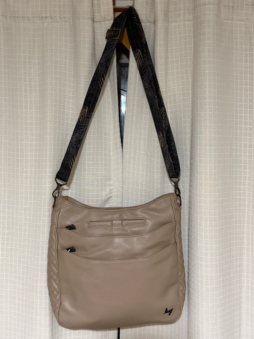 Lug Cable Car VI Vegan Leather Crossbody Bag purse tote travel Sand Taupe tan